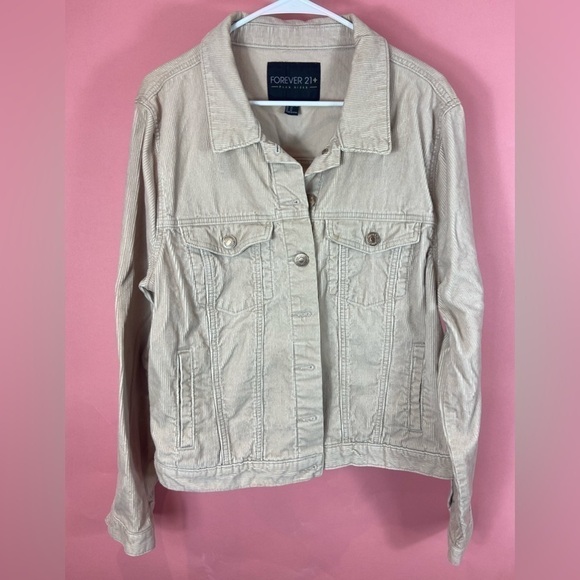 Forever 21+ plus size light tan corduroy jacket 2X - Picture 2 of 10